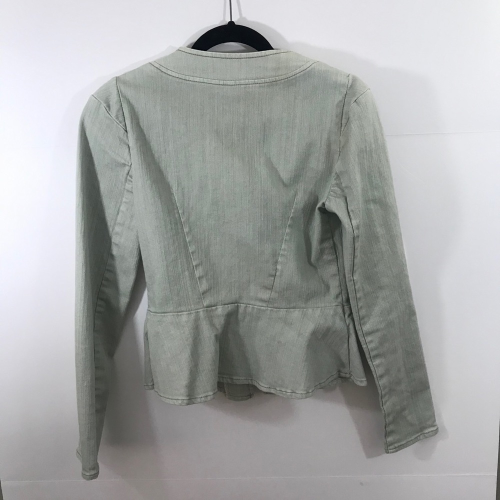 Free People Peplum denim Moto zip jacket. - Picture 4 of 10